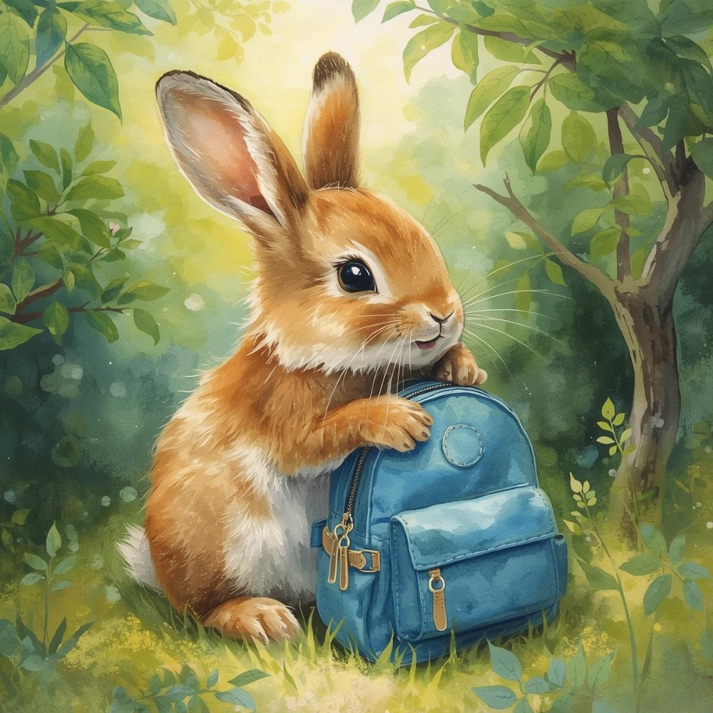 Ilustración del cuento infantil Lucas con su Mochila Valiente después de superar el miedo.