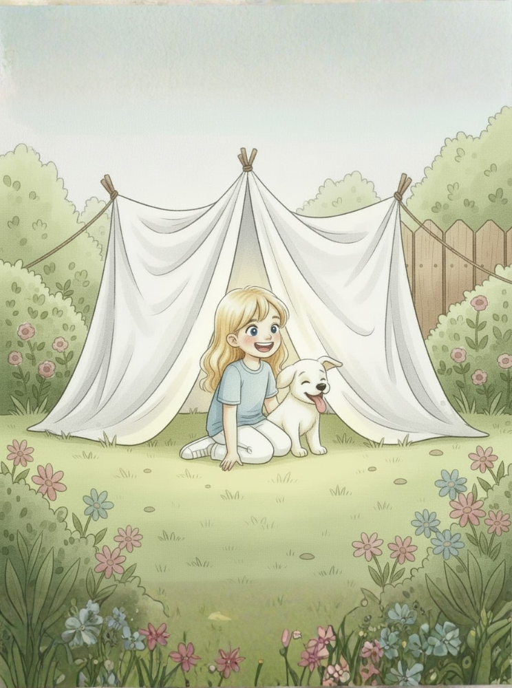 Ilustración del cuento infantil Las aventuras de Valentina y Polo para acompañar a los más pequeños en sus propias aventuras.