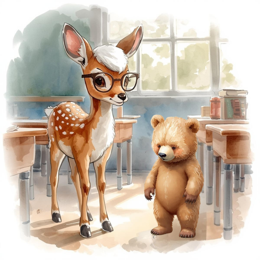 Ilustración del cuento infantil El osito Simón sobre el valor personal.
