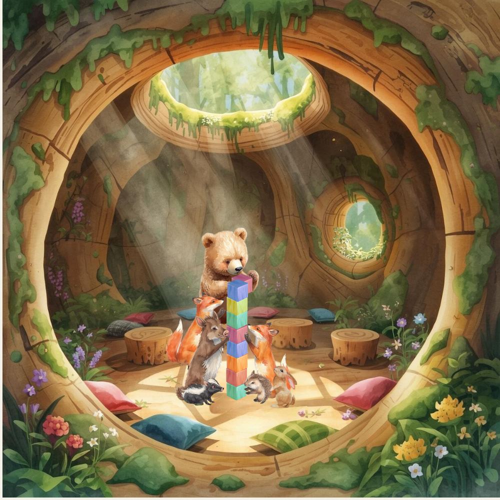 Ilustración del cuento infantil el osito Simón sobre cómo disfrutar del proceso.