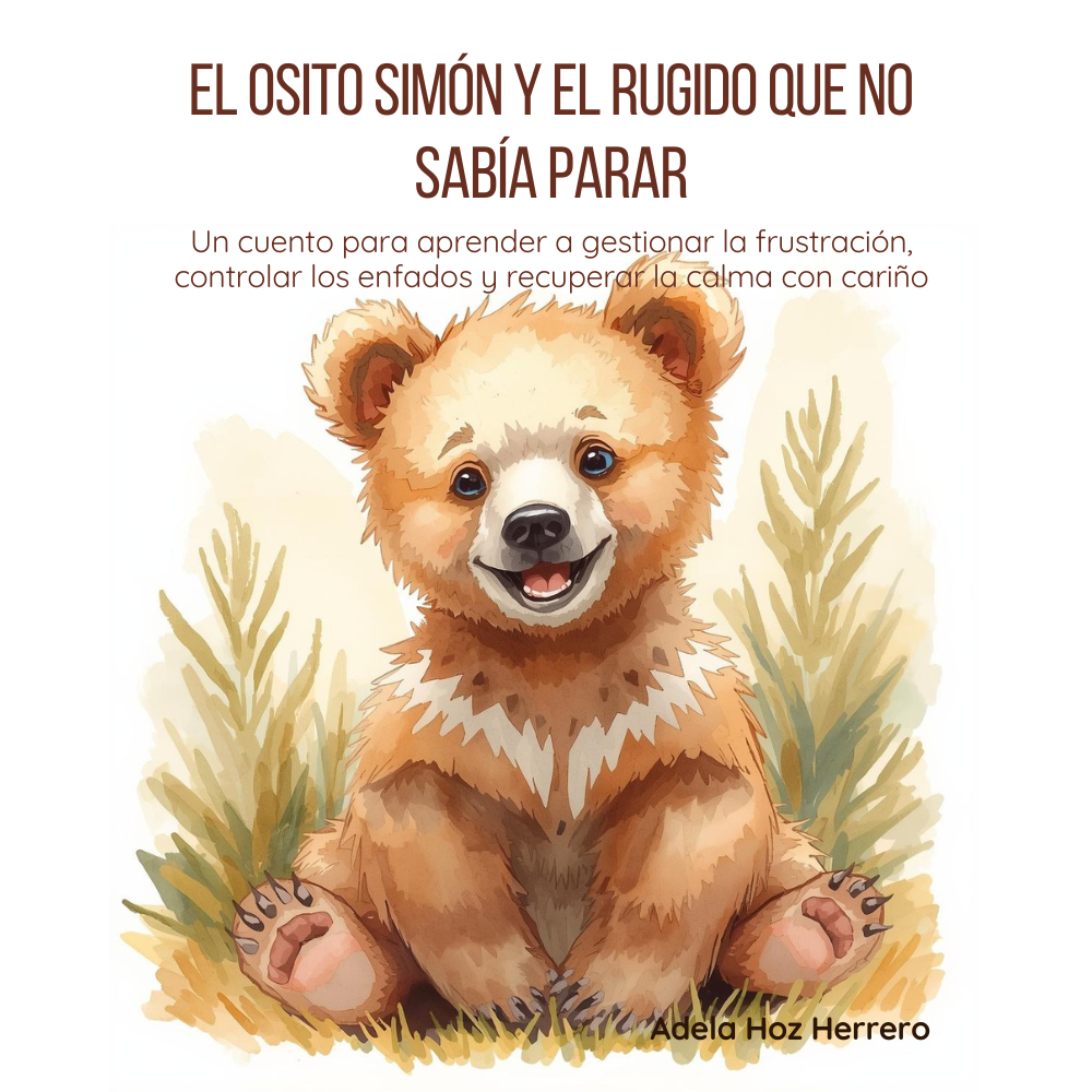 Ilustración del cuento infantil El Osito Simón sobre cómo aprender a calmarse y gestionar la frustración.