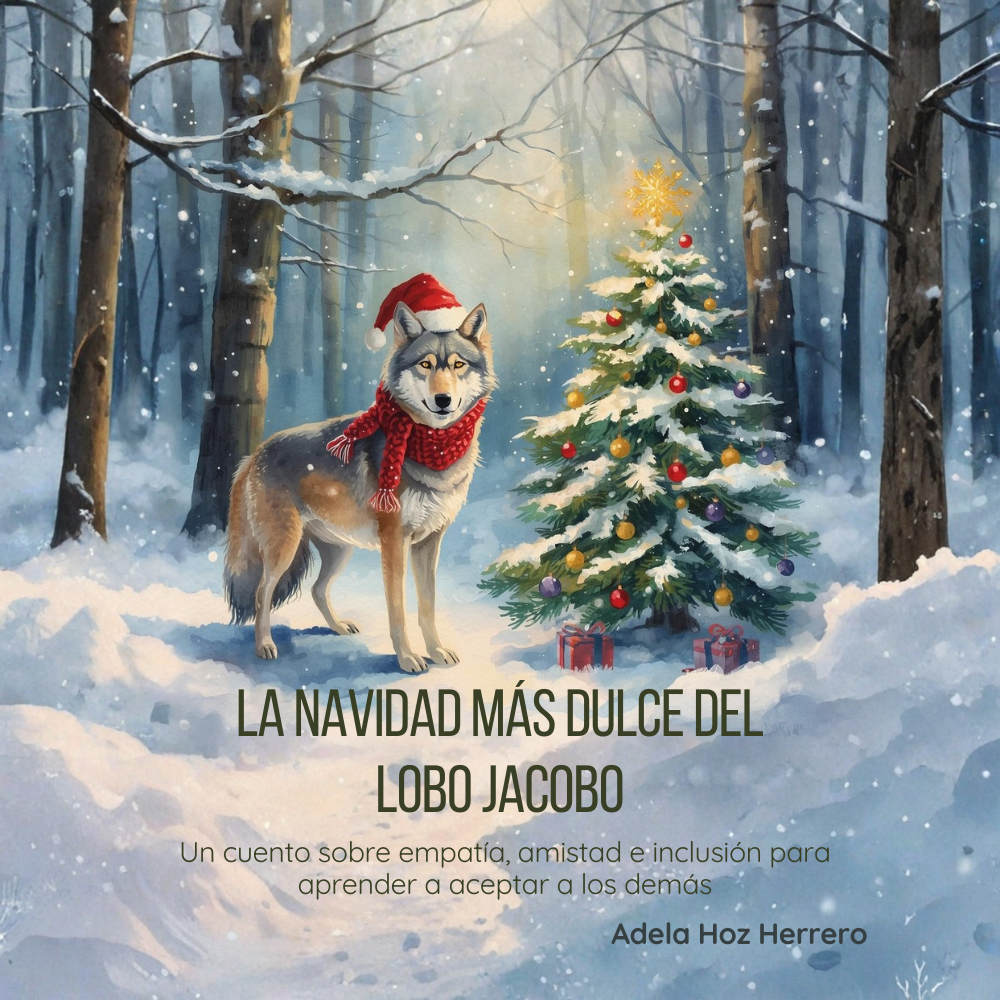 Ilustración del cuento infantil el lobo Jacobo sobre cómo aprender a compartir y ayudar.