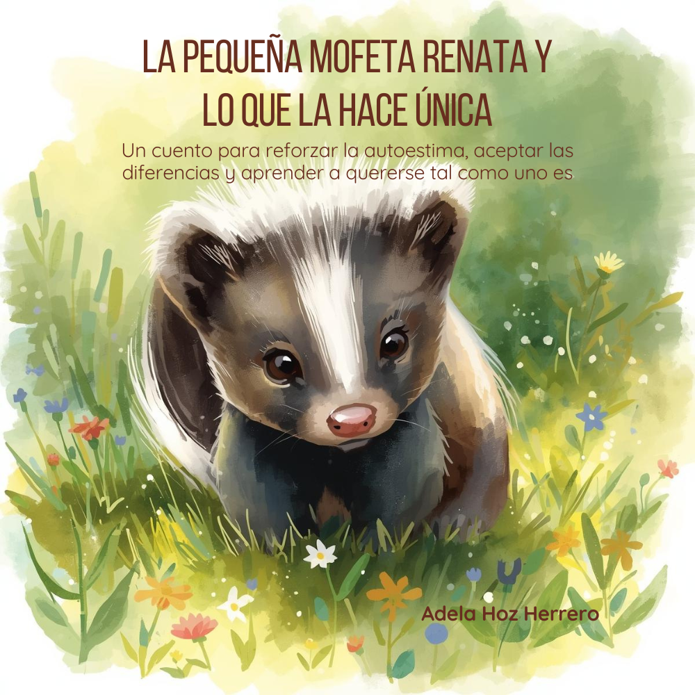 Ilustración del cuento infantil La mofeta Renata sobre cómo aprender a gestionar la timidez.